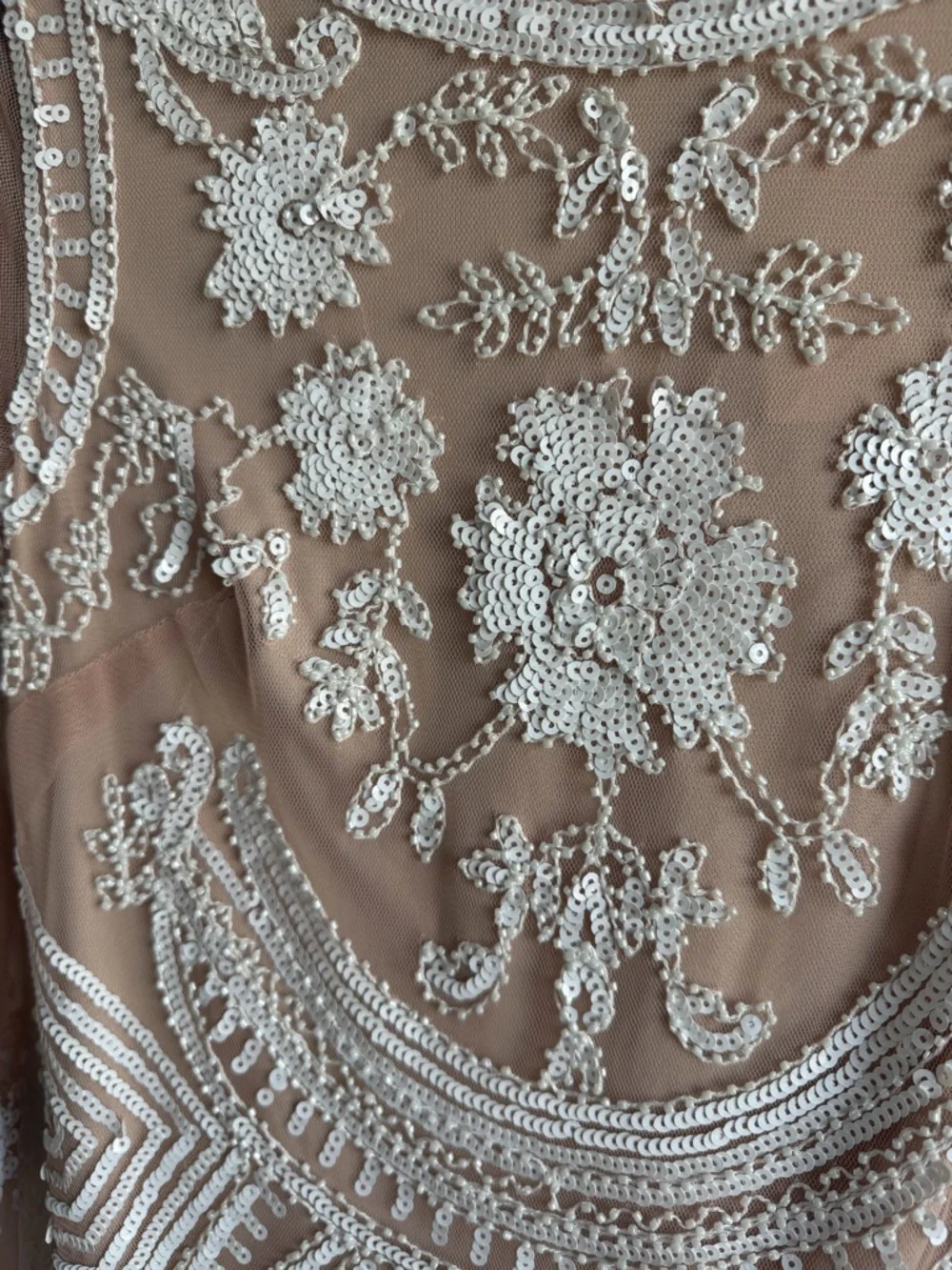 VICI Minuet Petite Nude Dress with White Floral Lace Overlay - Picture 6 of 6